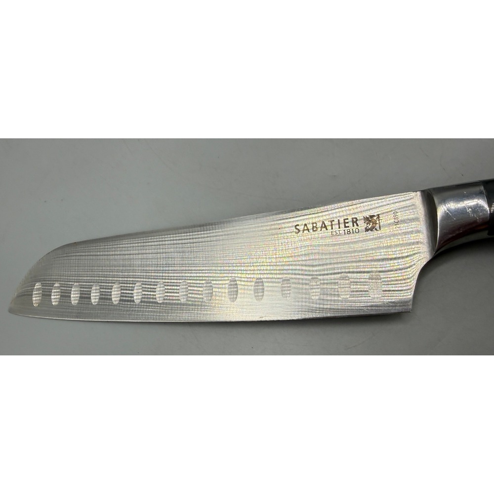 Sabatier 21C890 2 Piece Knife Set 7in Santoku 8in Slicer Damascus Etched Steel - Picture 8 of 16